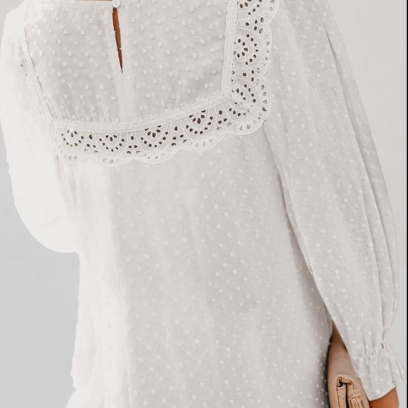 🆕 Vintage Inspired White Swiss Dot Camilla Blouse - Picture 3 of 3